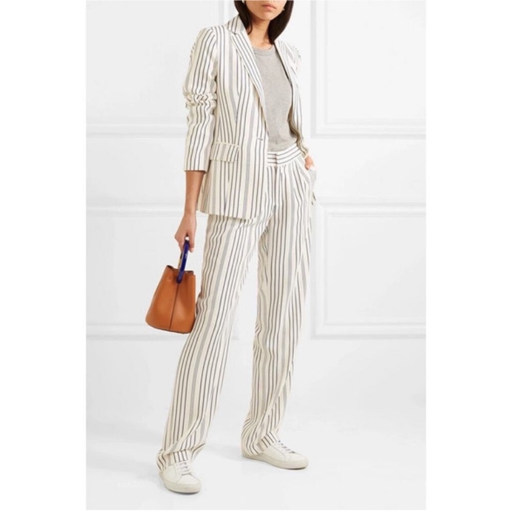 Frame White and Blue Striped Blazer